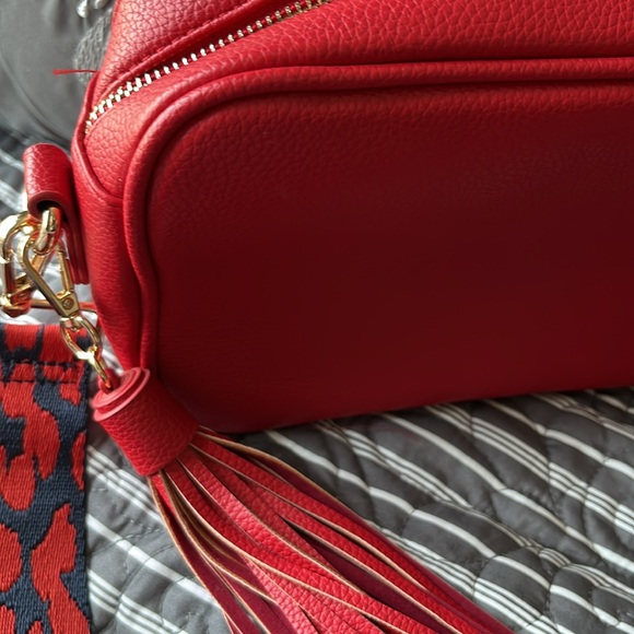 Ahdorned Tassel Bag with Zip Top and Strap - Picture 2 of 9